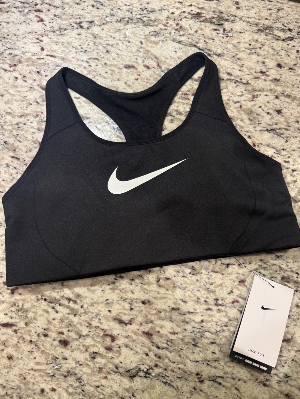 Nike Black Sports Bra with White Swoosh - Racerback Support